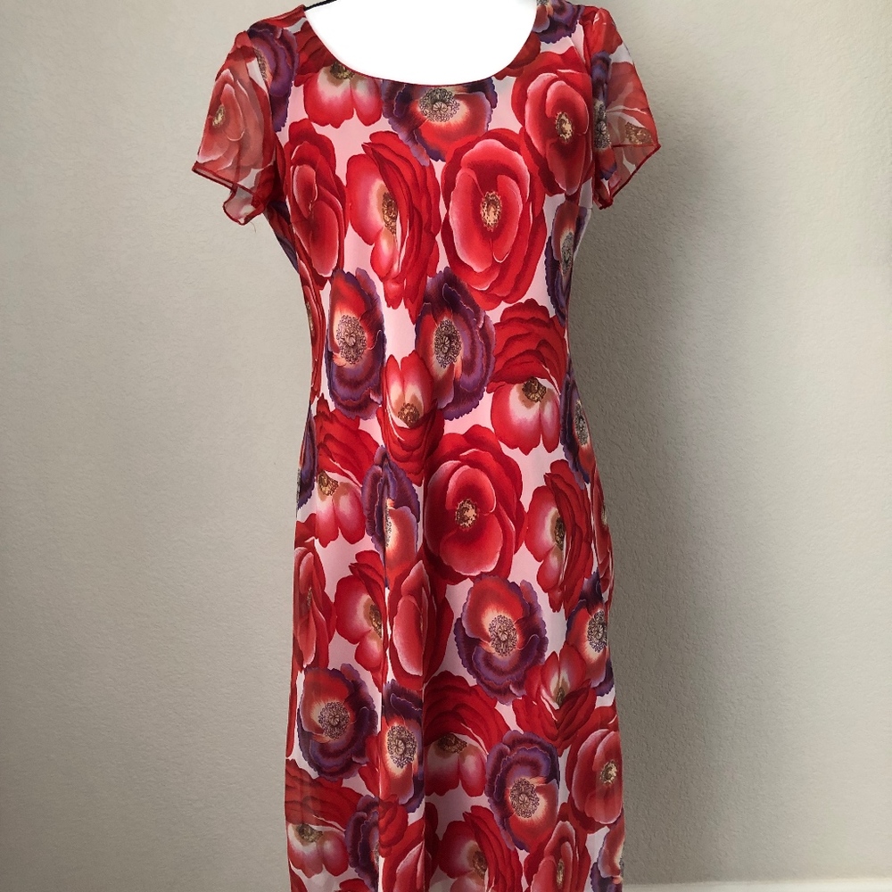 VINTAGE Meghan Matthews Floral Midi Dress